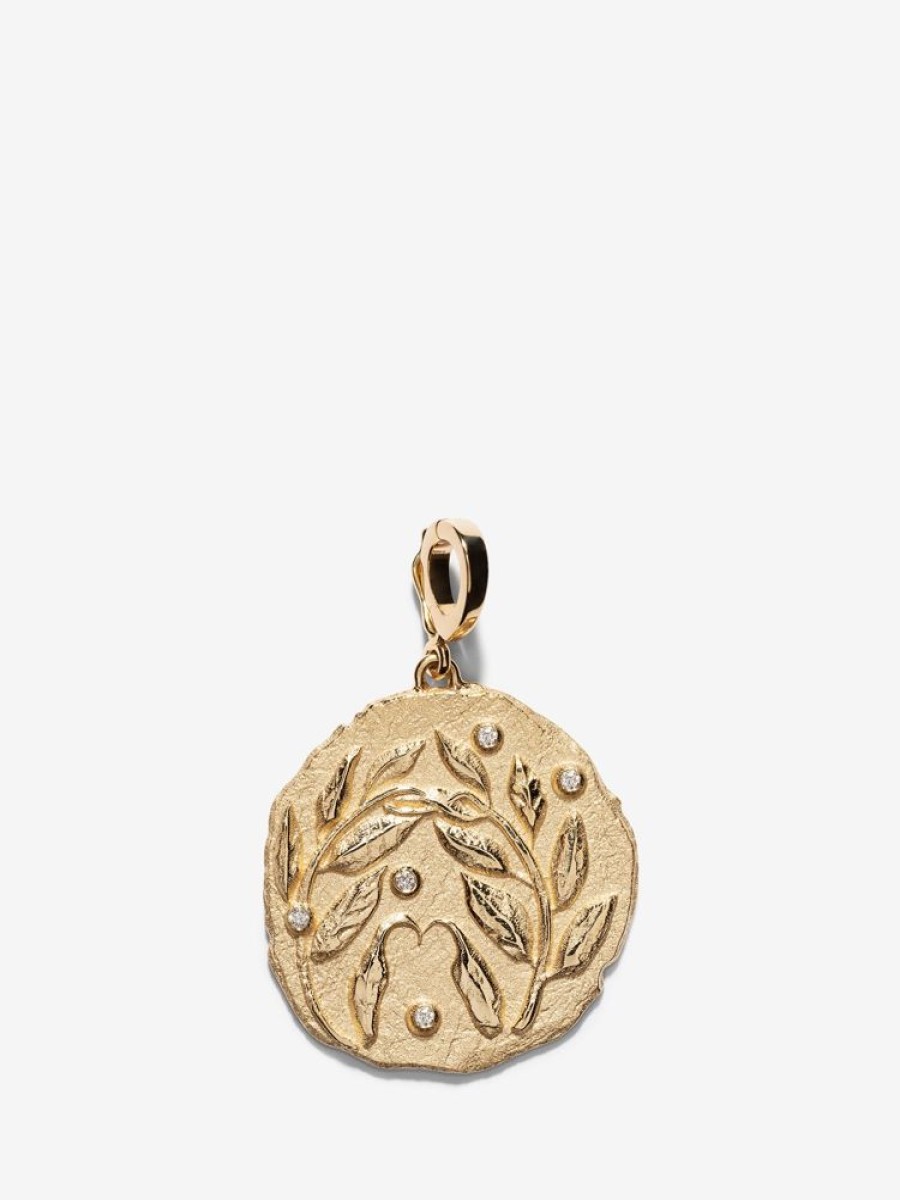 Jewelry Azlee | Olive Branch Large Coin With Diamonds