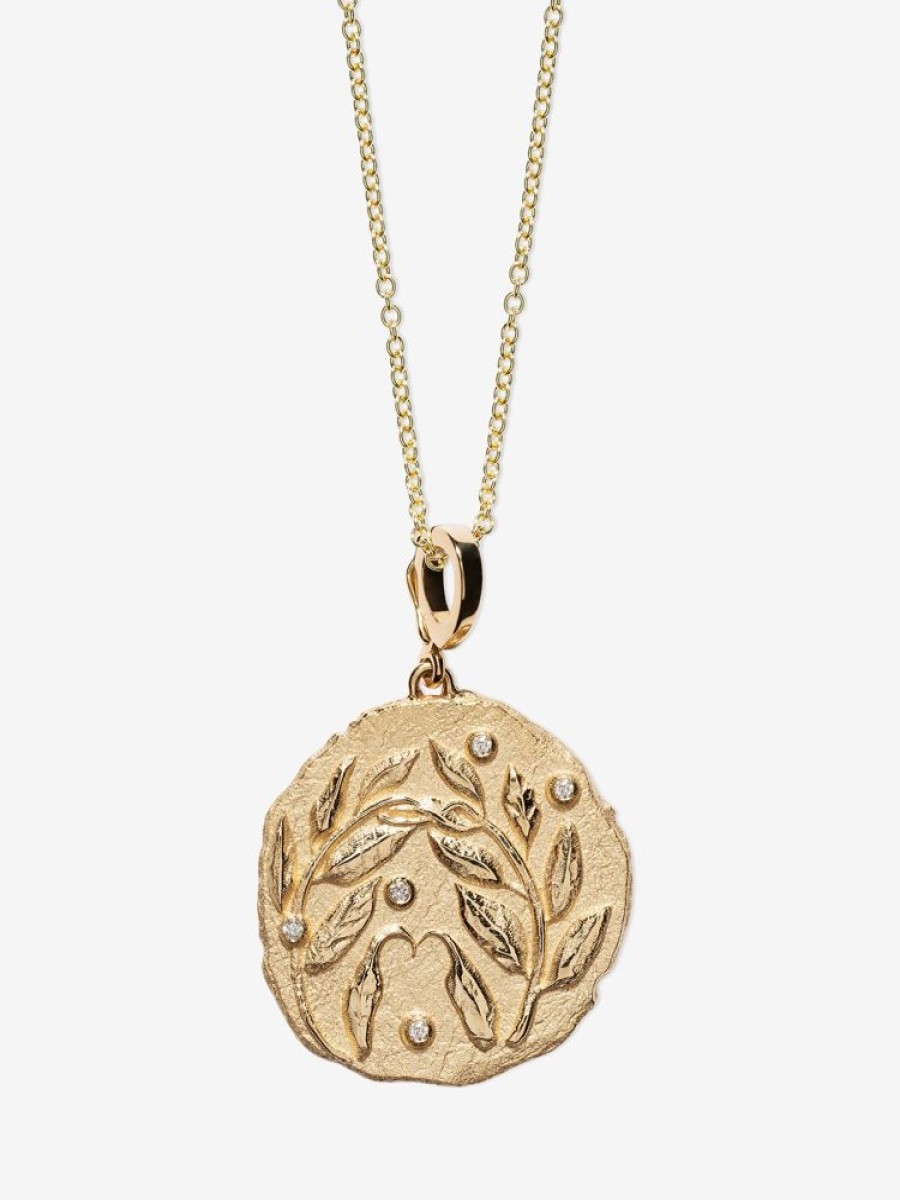 Jewelry Azlee | Olive Branch Large Coin With Diamonds