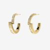 Jewelry Azlee | Pave And Baguette Diamond Hoops