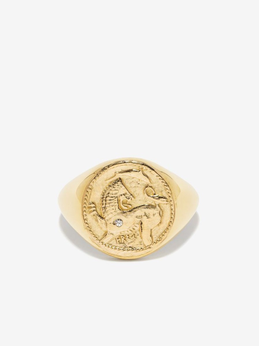 Jewelry Azlee | Lion And Dolphin Signet Coin Ring