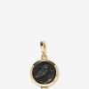 Jewelry Azlee | Owl Of Athena Venetian Black Glass Coin Charm With Baguette Diamond