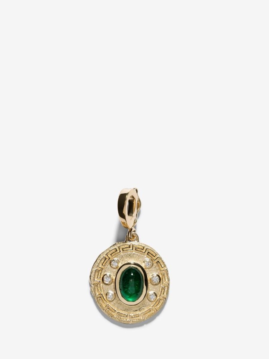 Jewelry Azlee | Greek Pattern & Emerald Small Charm