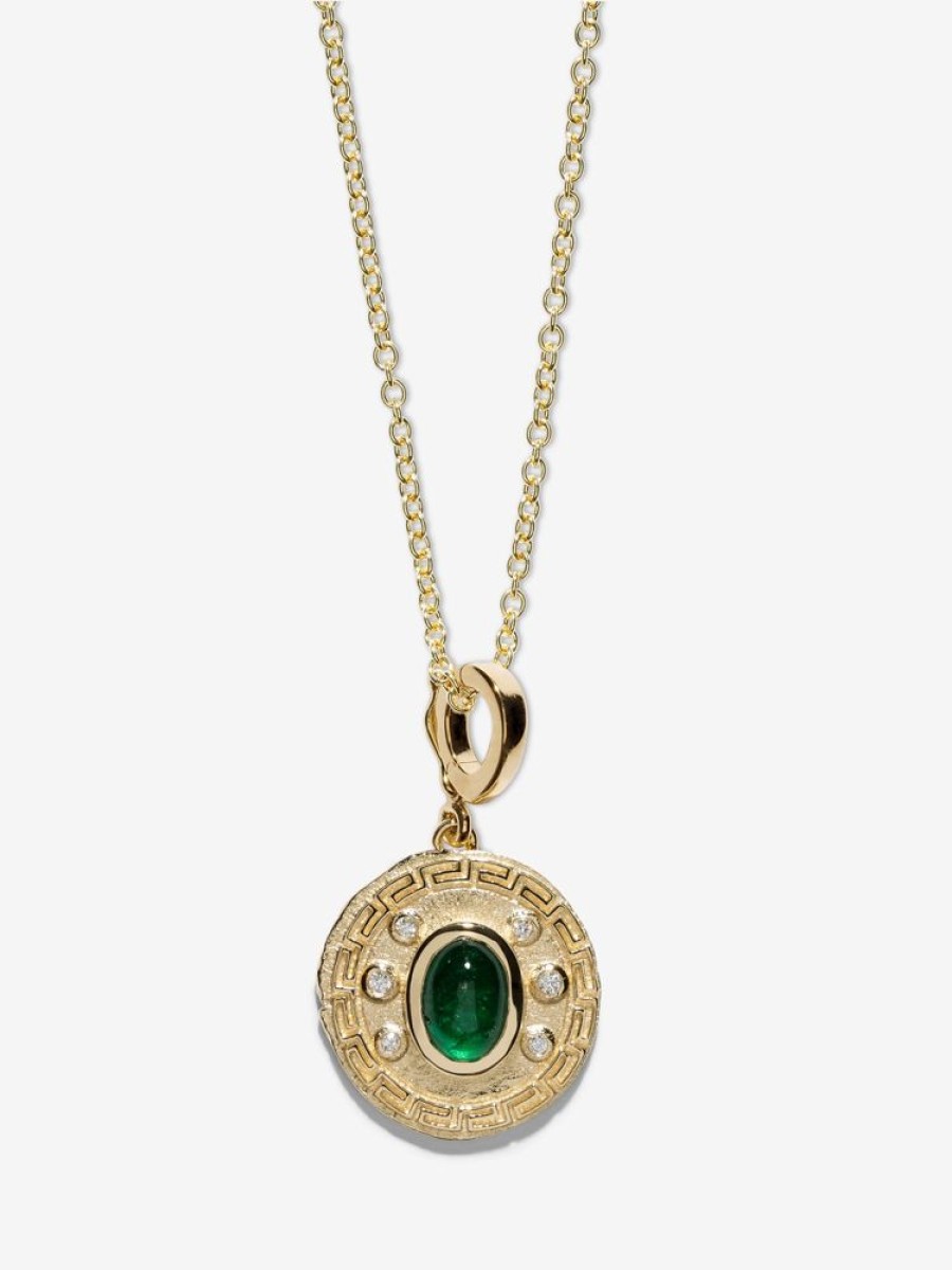 Jewelry Azlee | Greek Pattern & Emerald Small Charm