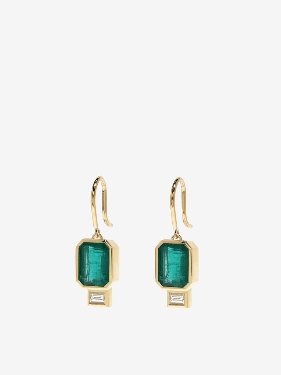 Jewelry Azlee | Emerald And Baguette Earrings