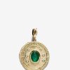 Jewelry Azlee | Greek Pattern & Emerald Large Coin Charm