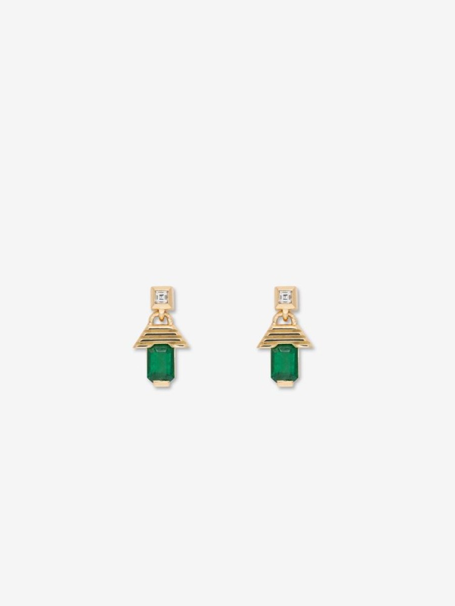 Jewelry Azlee | Escalier Small Emerald Drops