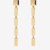 Jewelry Azlee | Gold Bar And Carre Diamond Staircase Drop Earrings