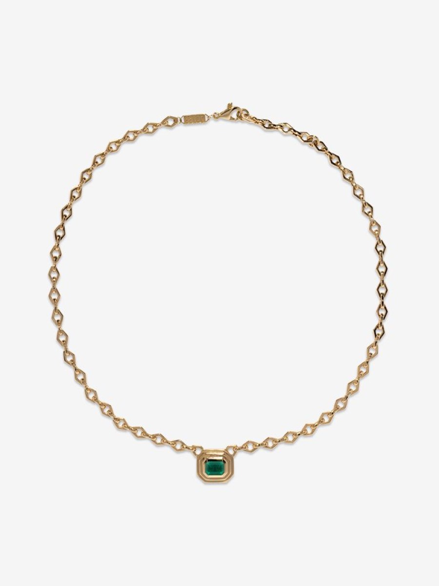 Jewelry Azlee | Staircase Emerald Medium Chain Necklace