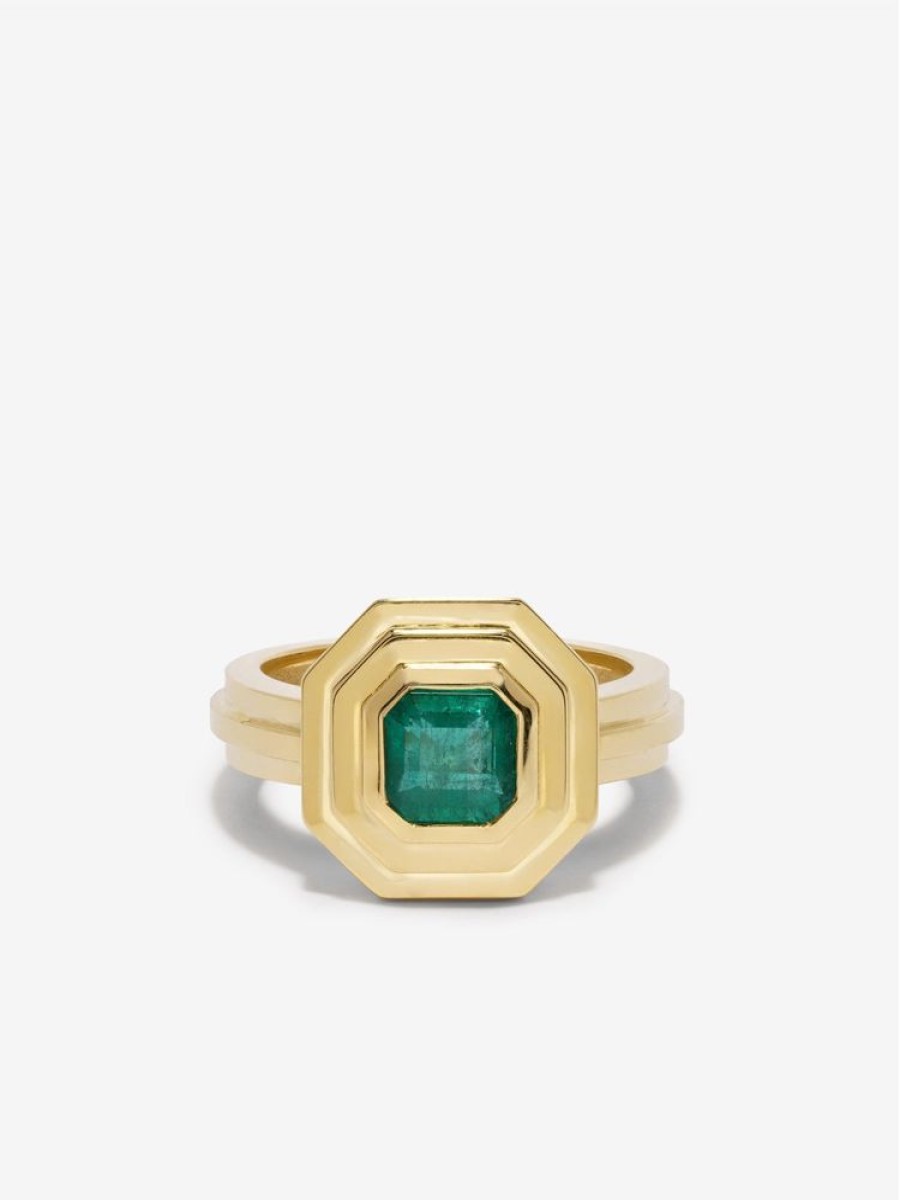 Jewelry Azlee | Staircase 2-Tier Square Emerald Ring