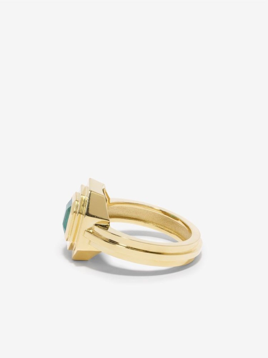 Jewelry Azlee | Staircase 2-Tier Square Emerald Ring