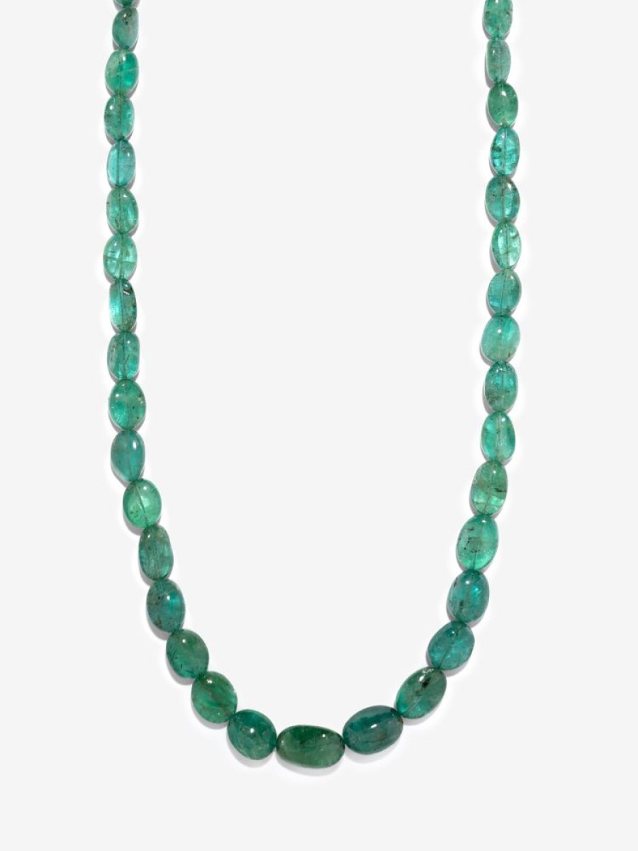 Jewelry Azlee | Emerald Oval Bead Necklace