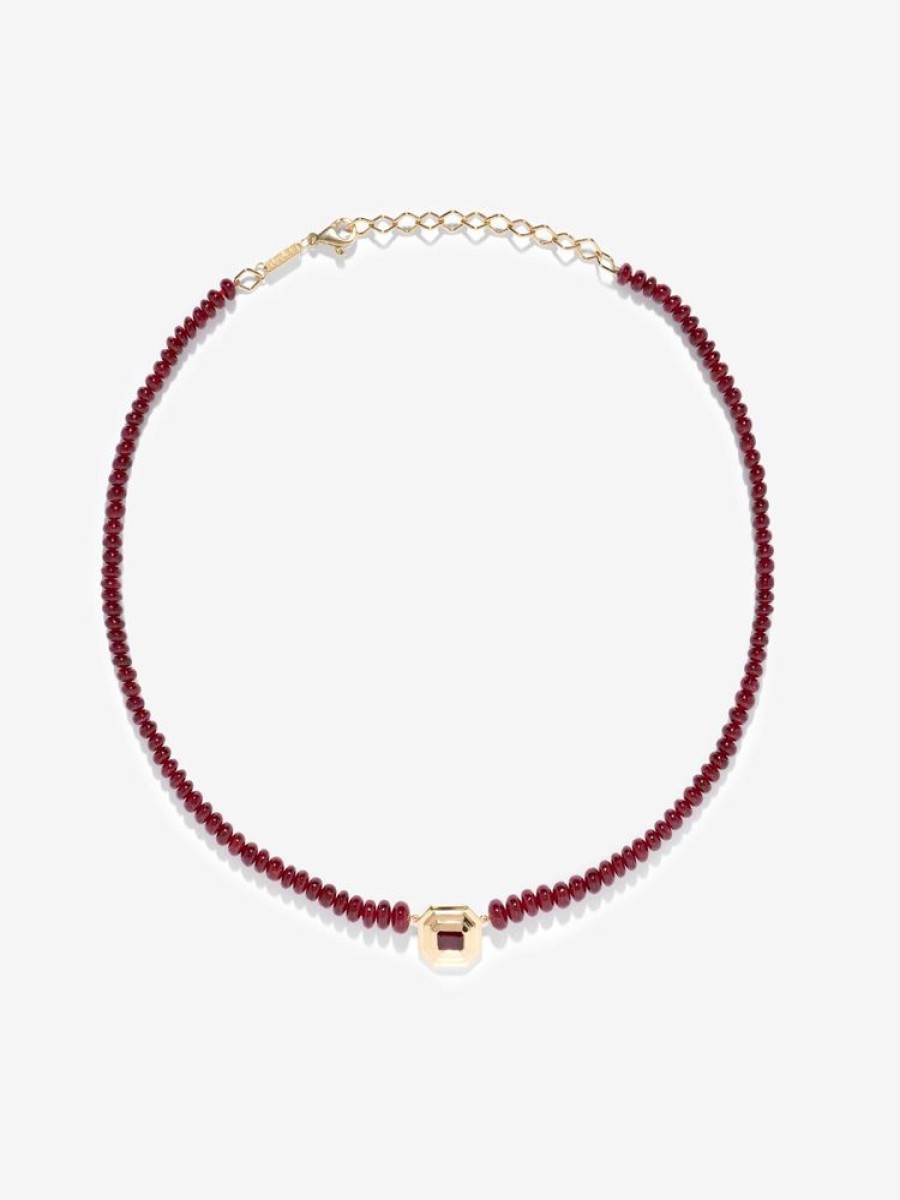 Jewelry Azlee | Rich Ruby Bead Staircase Necklace