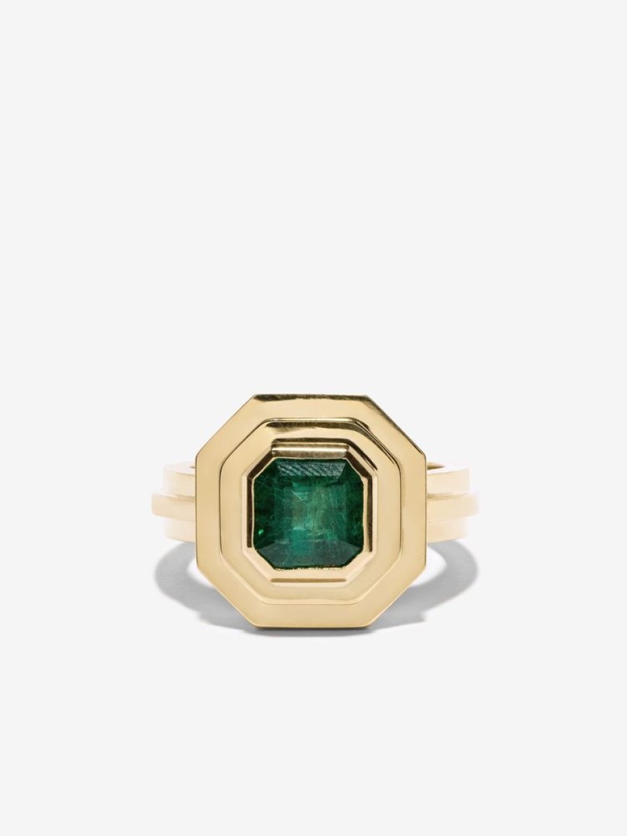 Jewelry Azlee | Staircase 2-Tier Square Emerald Ring