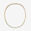 Jewelry Azlee | Gold Bar And Emerald Tennis Necklace