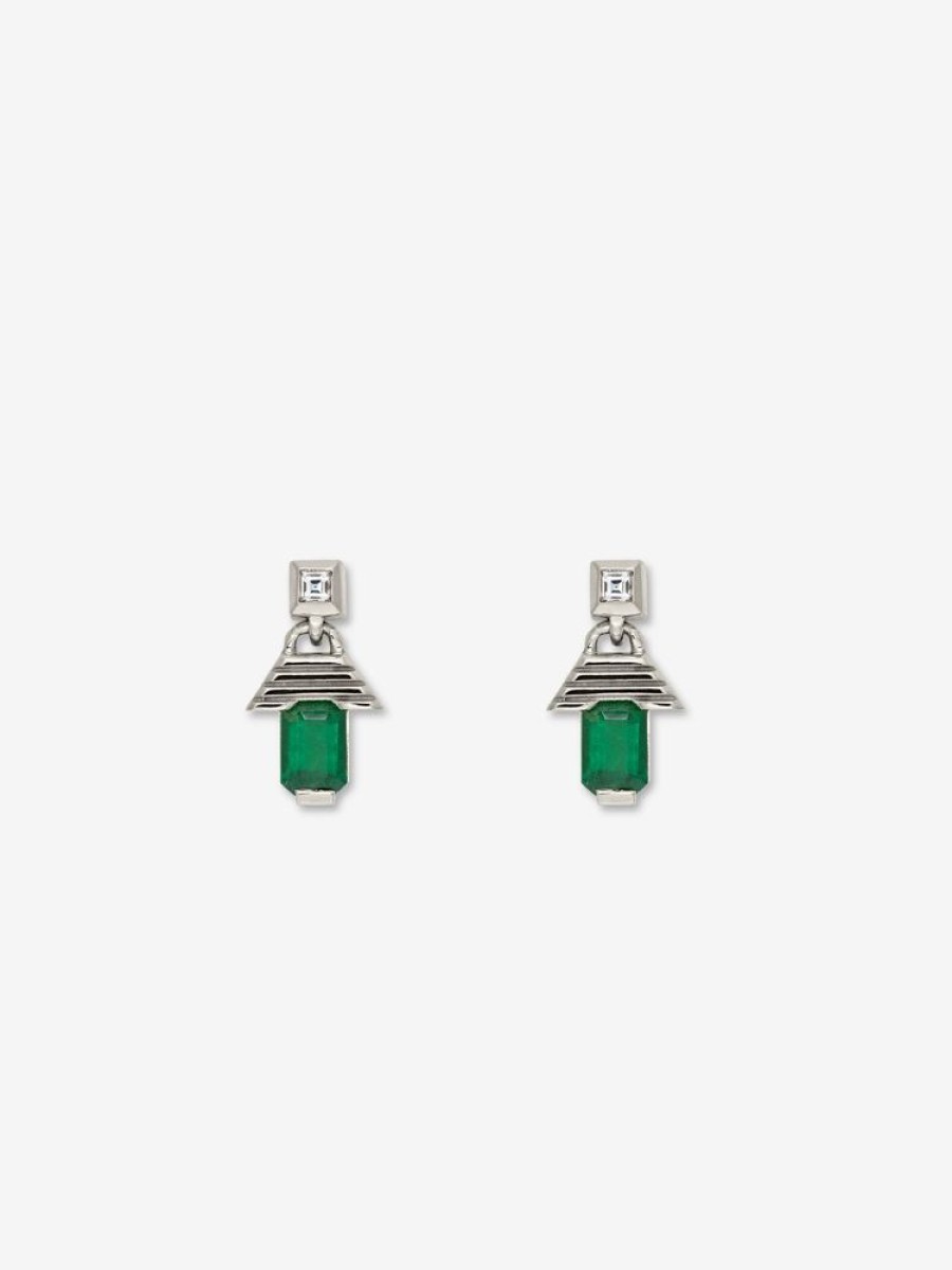 Jewelry Azlee | Escalier Large Emerald Drops