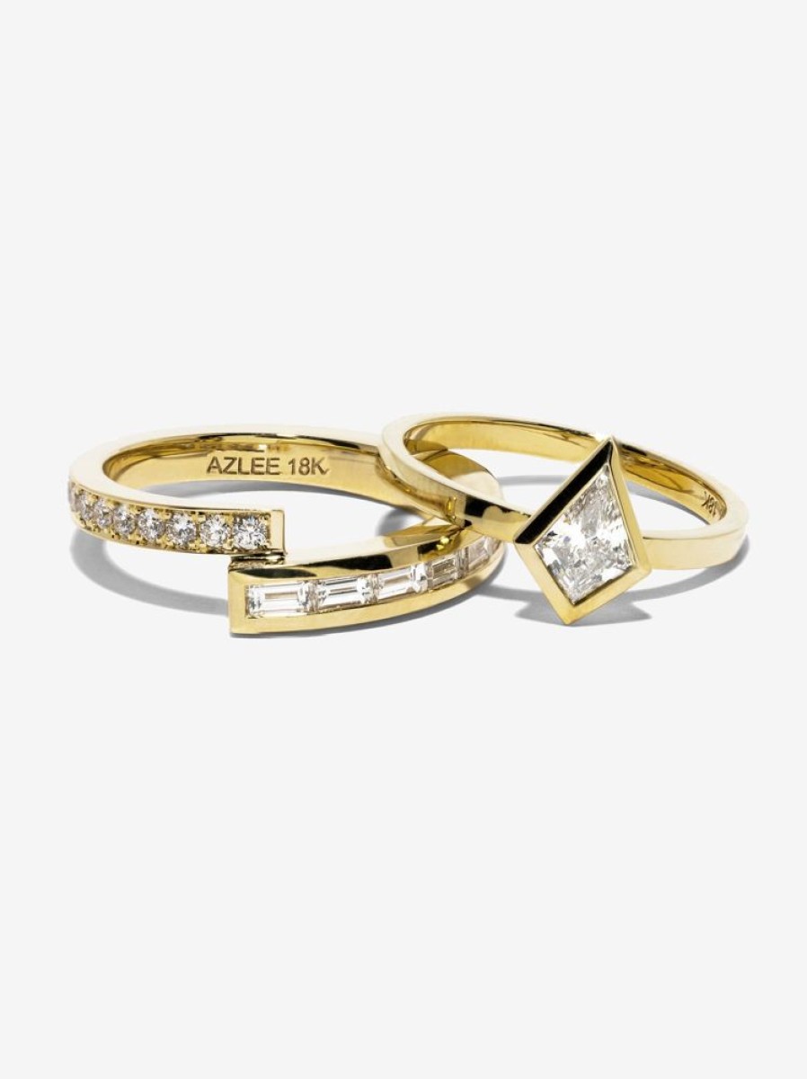 Jewelry Azlee | Pave Baguette Diamond Band