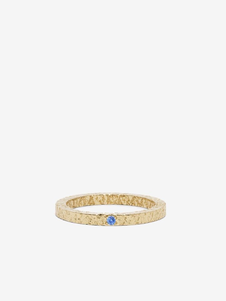 Jewelry Azlee | Petite Textured Sapphire Band