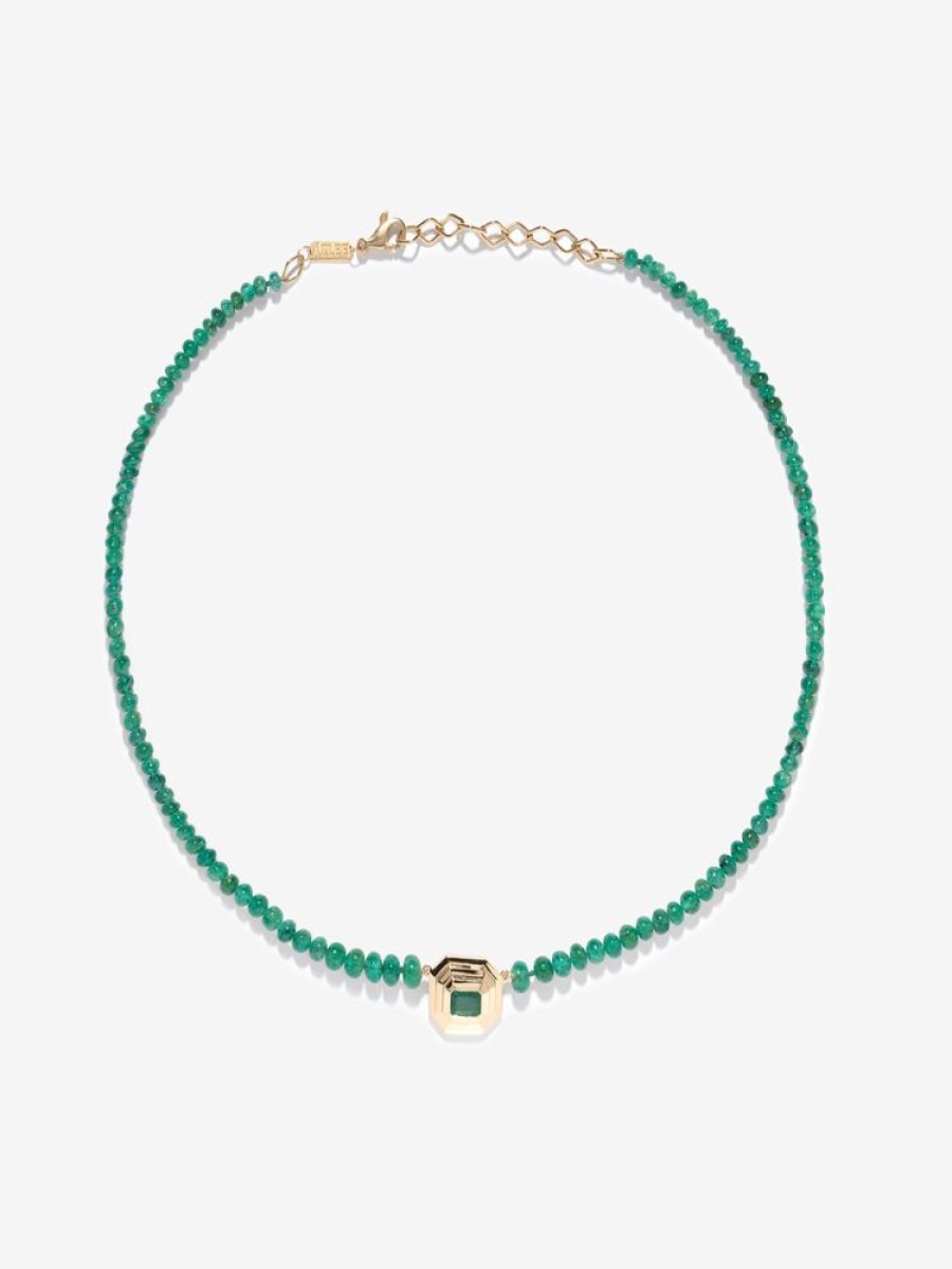 Jewelry Azlee | Rich Emerald Bead Staircase Necklace