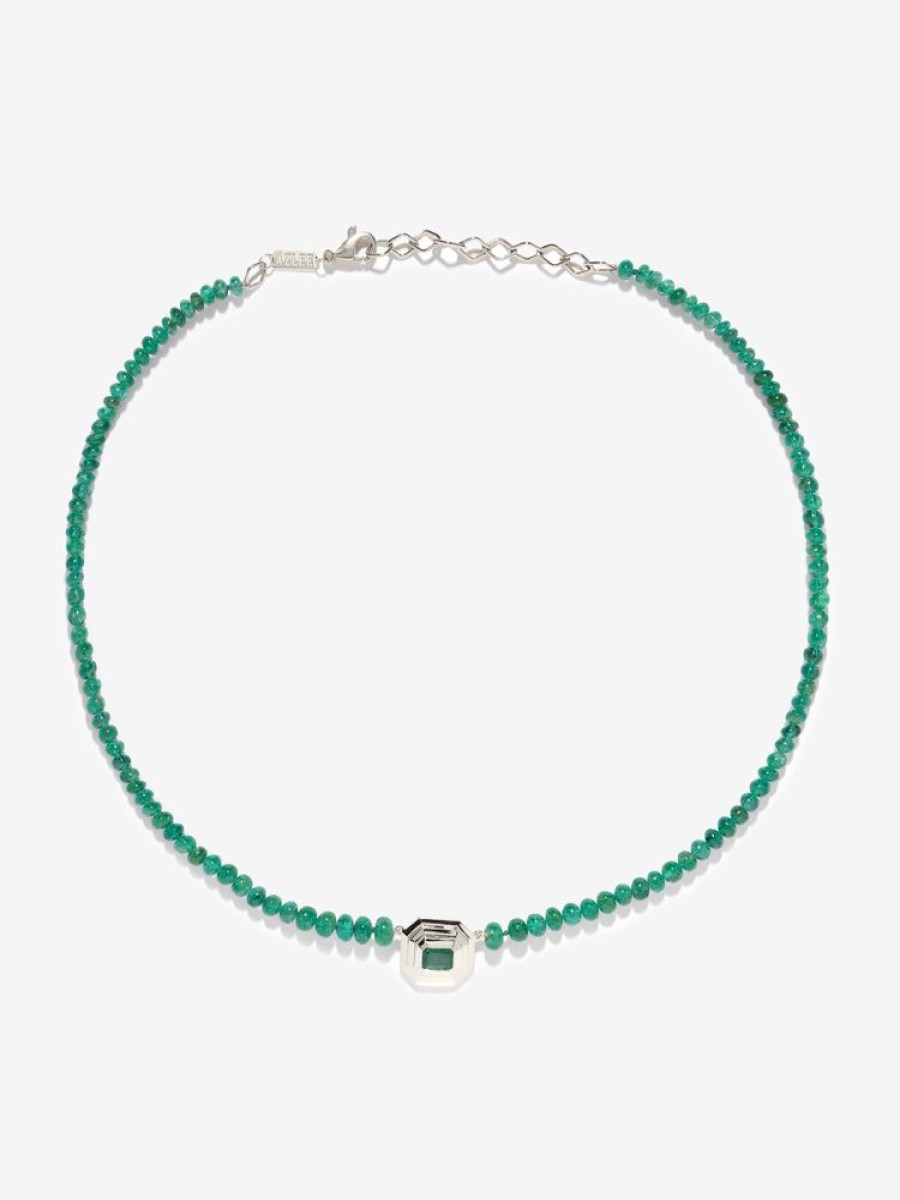 Jewelry Azlee | Rich Emerald Bead Staircase Necklace