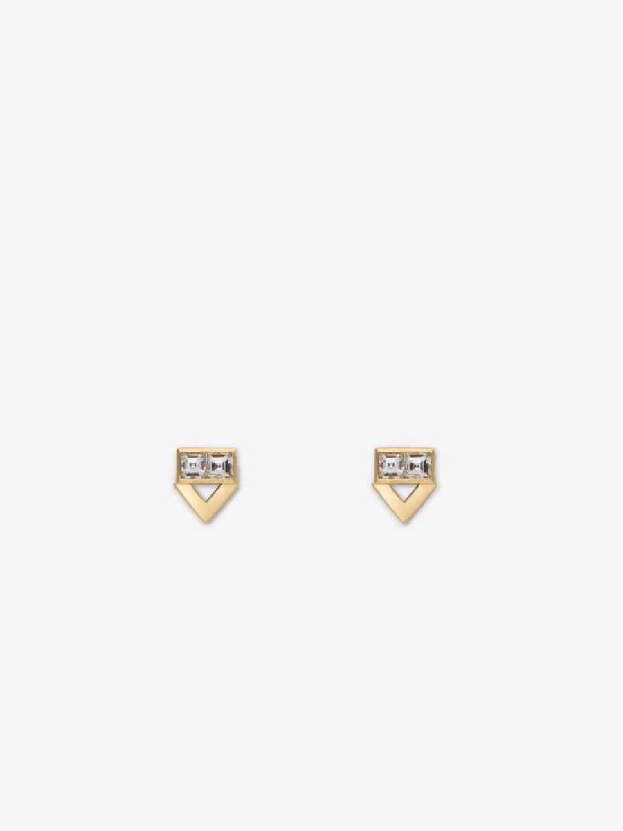 Jewelry Azlee | Deco Chevron Diamond Studs