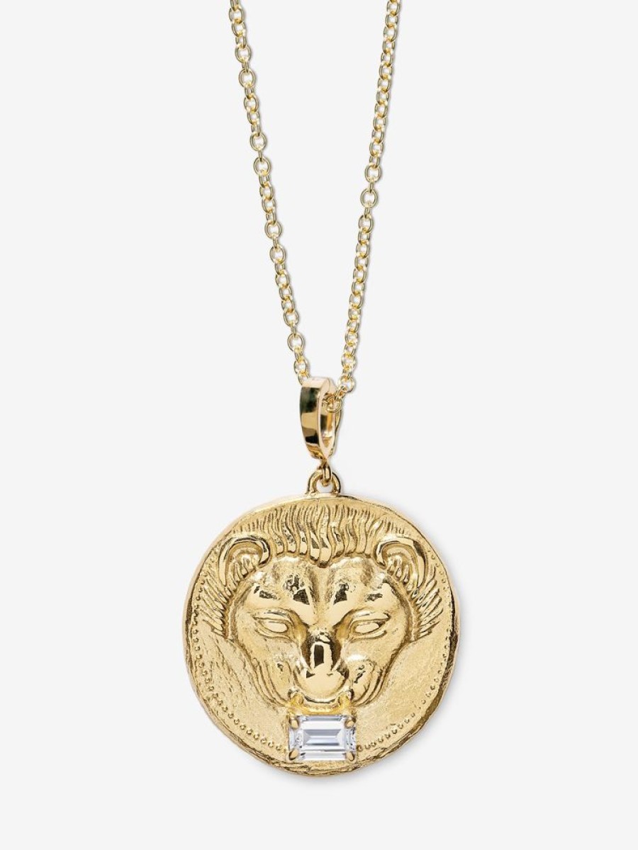 Jewelry Azlee | Lion Large Diamond Coin Charm