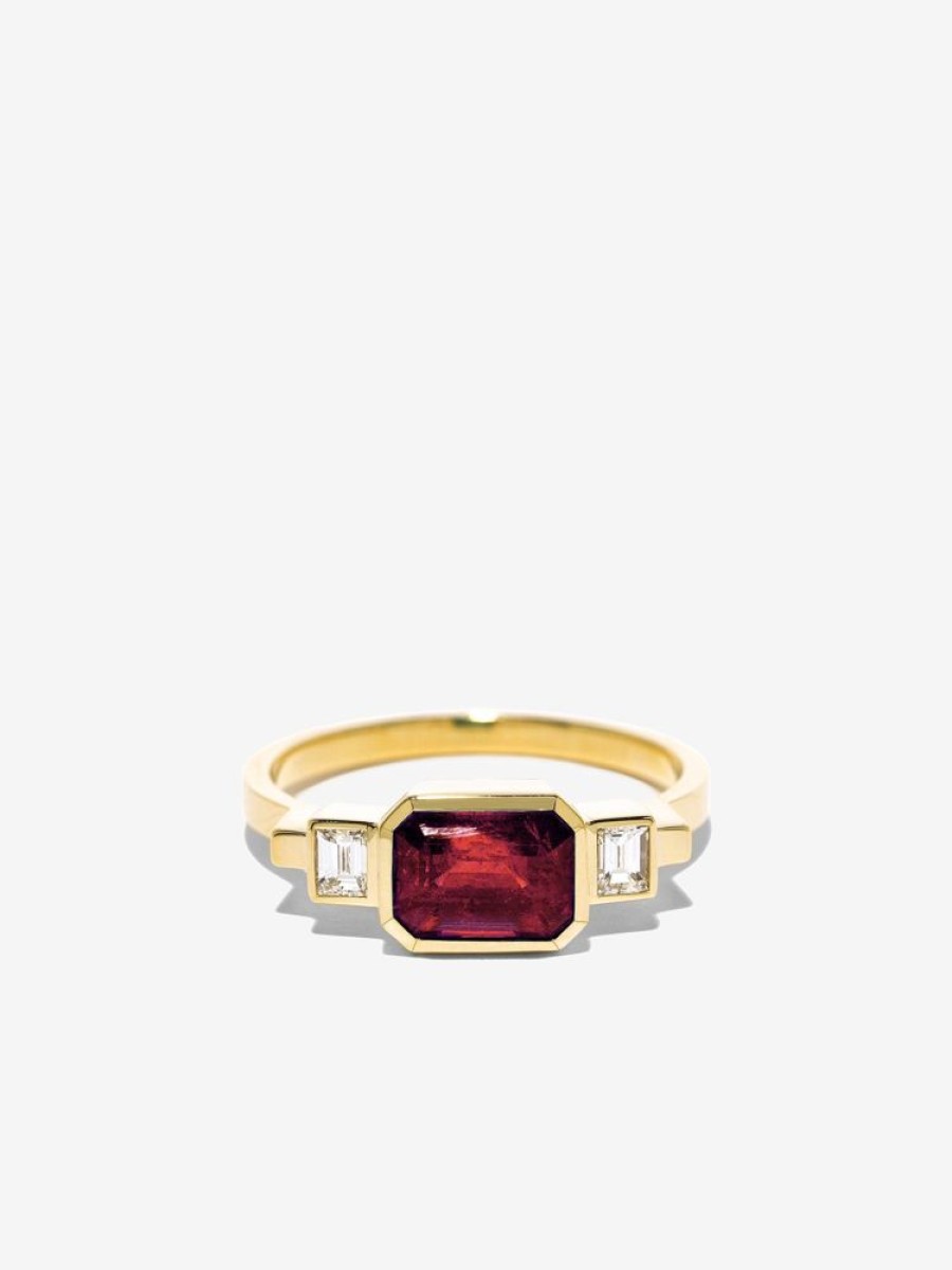 Jewelry Azlee | Ruby And Baguette Diamond Ring