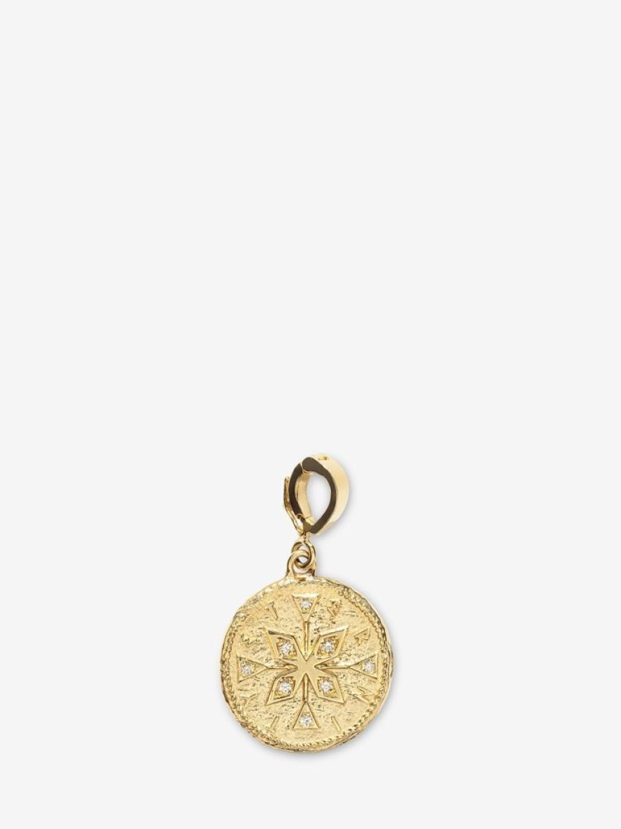 Jewelry Azlee | Compass Small Diamond Coin Charm