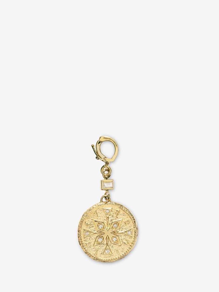 Jewelry Azlee | Compass Small Diamond Coin Charm