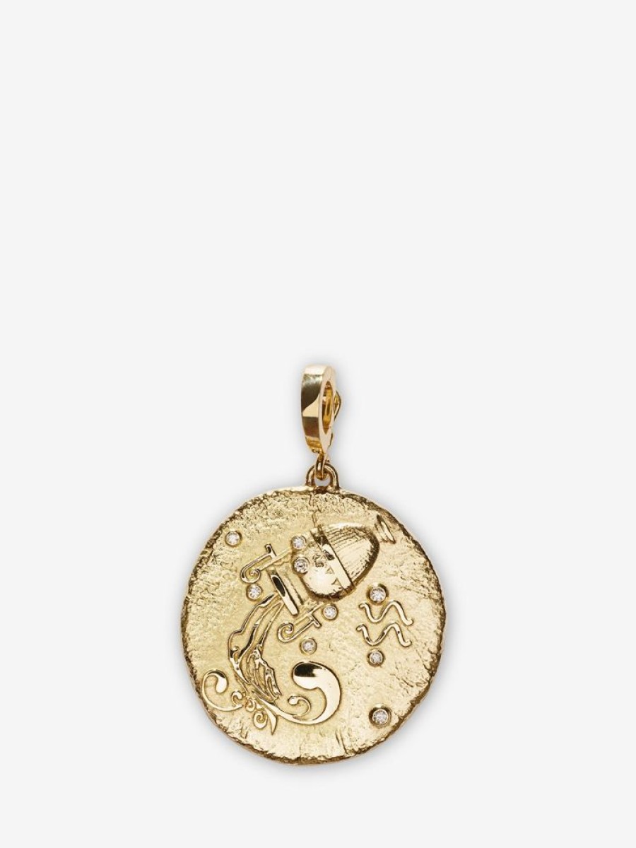 Jewelry Azlee | Of The Stars Aquarius Large Coin Charm