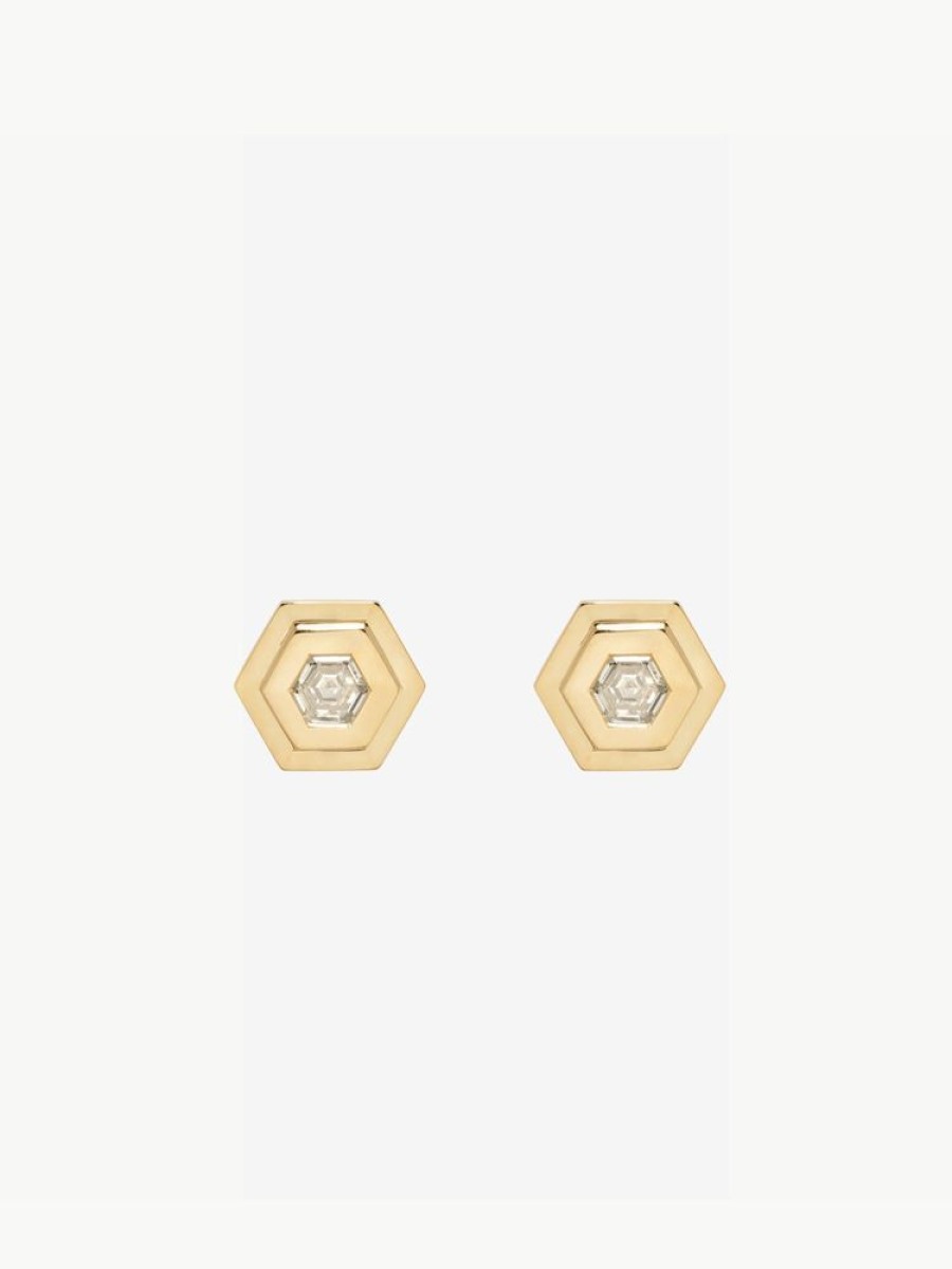 Jewelry Azlee | Hexagon Diamond Staircase Studs