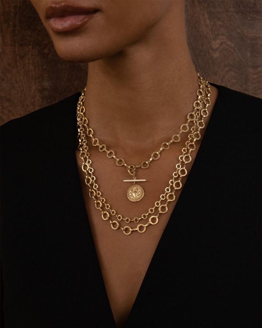 Jewelry Azlee | Heavy Circle-Link Textured Chain