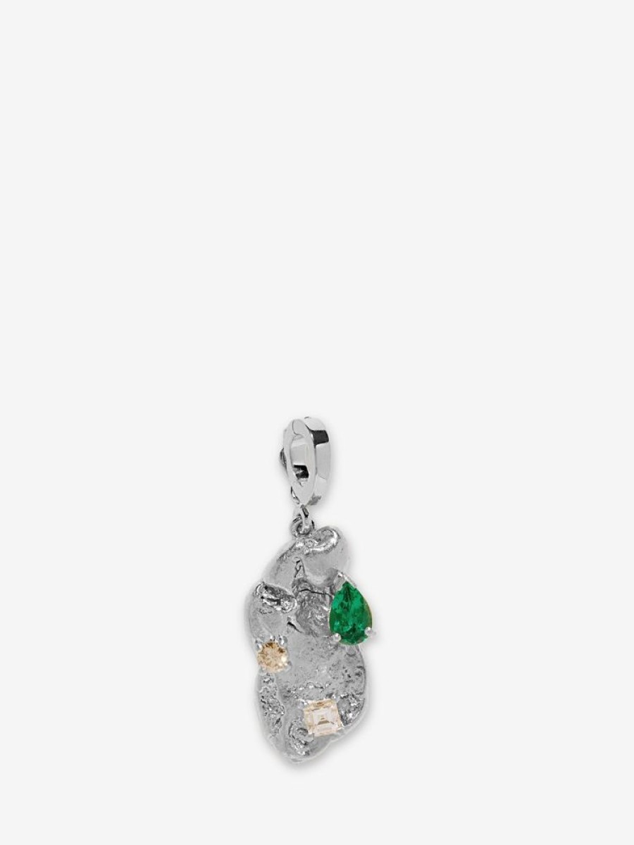 Jewelry Azlee | Emerald Scattered Large Gold Nugget Charm