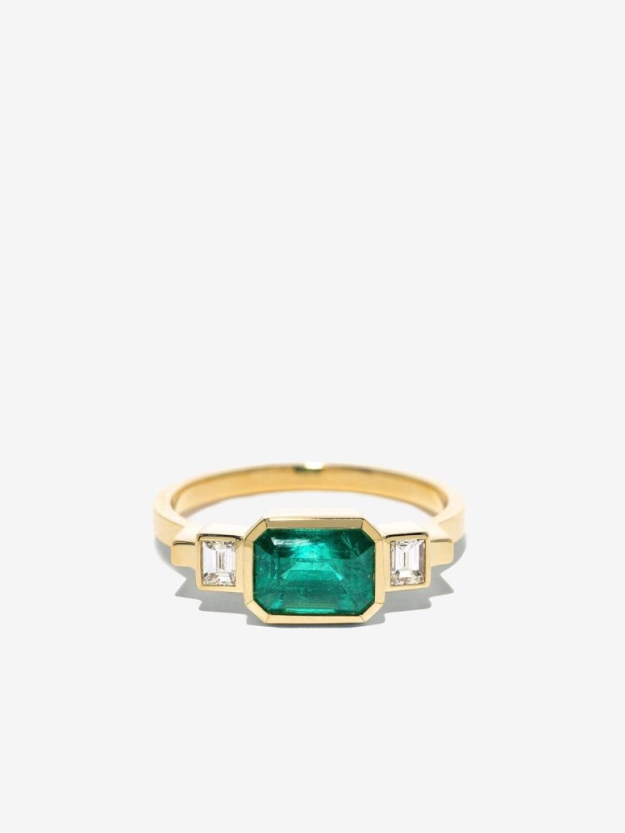 Jewelry Azlee | Emerald And Baguette Diamond Ring