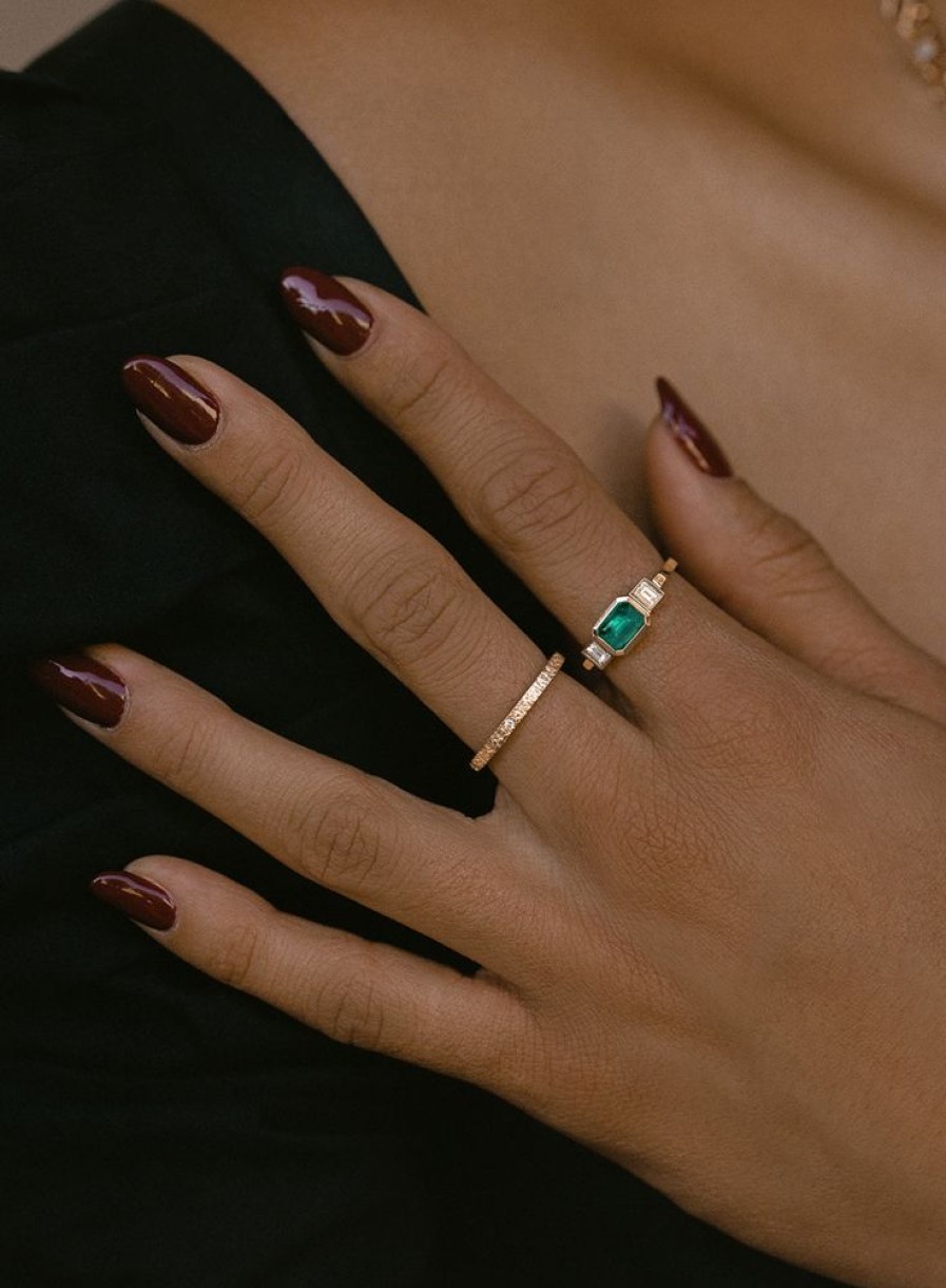 Jewelry Azlee | Emerald And Baguette Diamond Ring