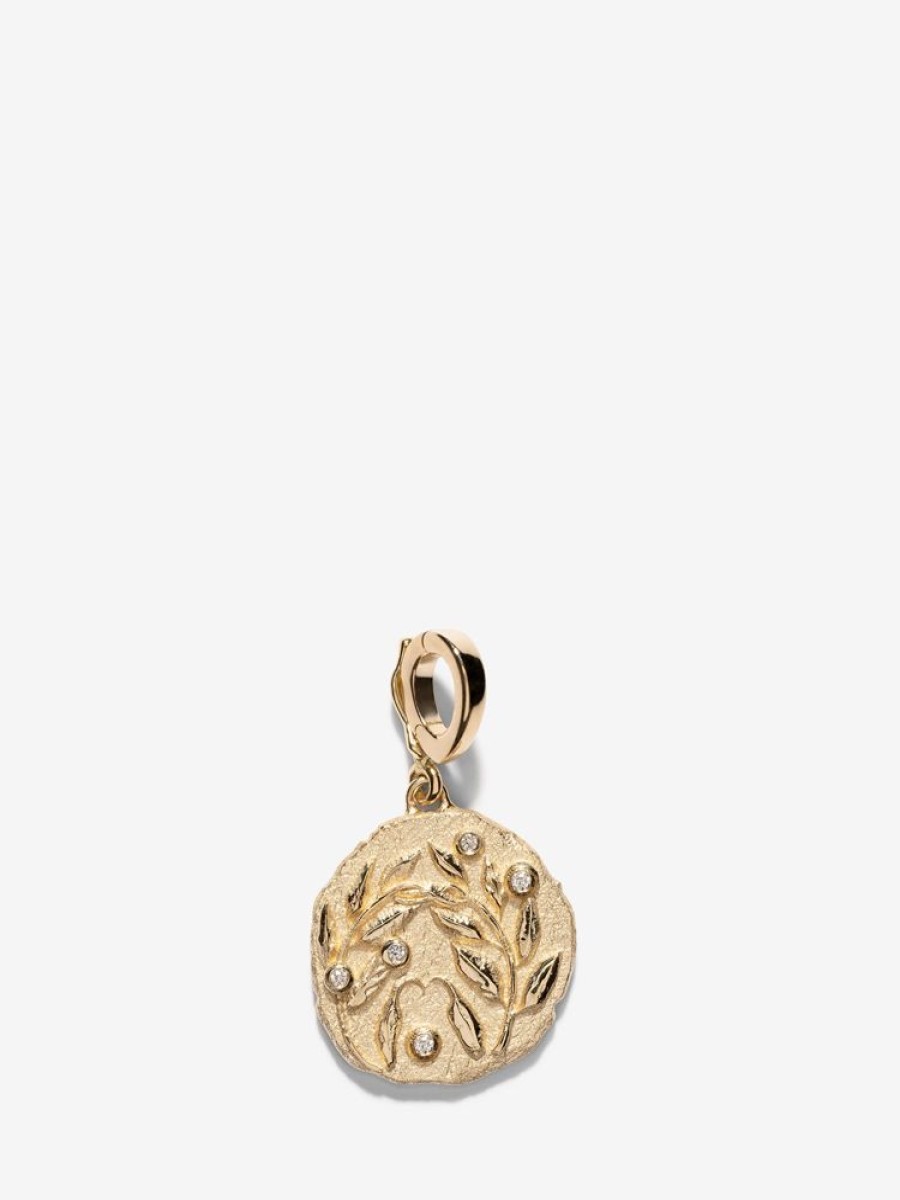 Jewelry Azlee | Olive Branch Small Coin With Diamonds