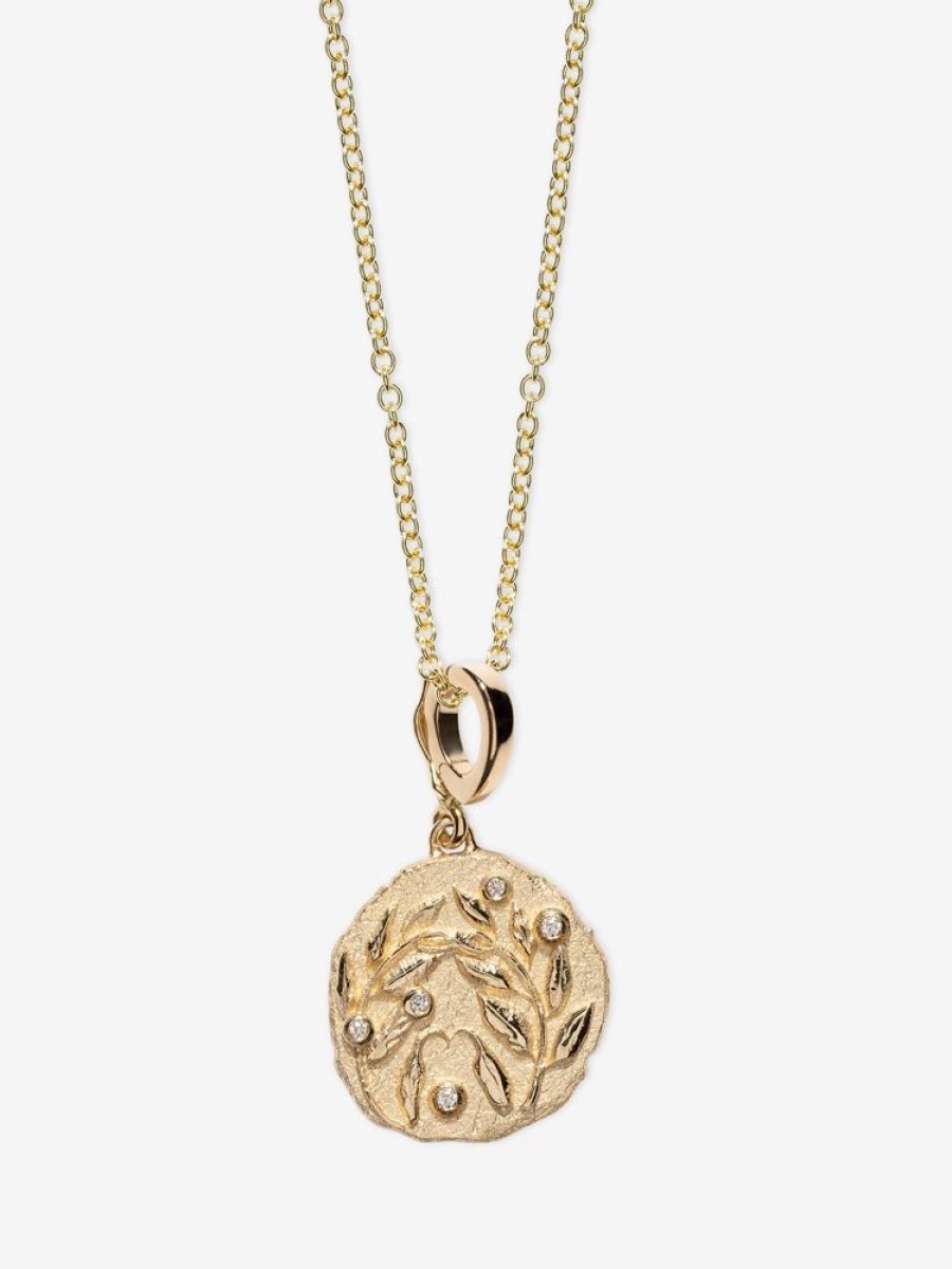 Jewelry Azlee | Olive Branch Small Coin With Diamonds