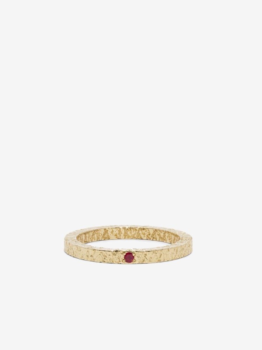 Jewelry Azlee | Petite Textured Ruby Band