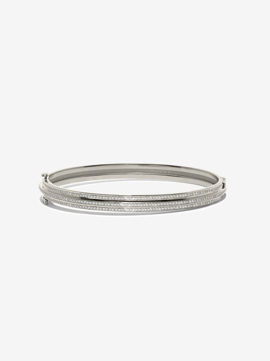 Jewelry Azlee | 3-Tier Staircase Full Pave Bangle