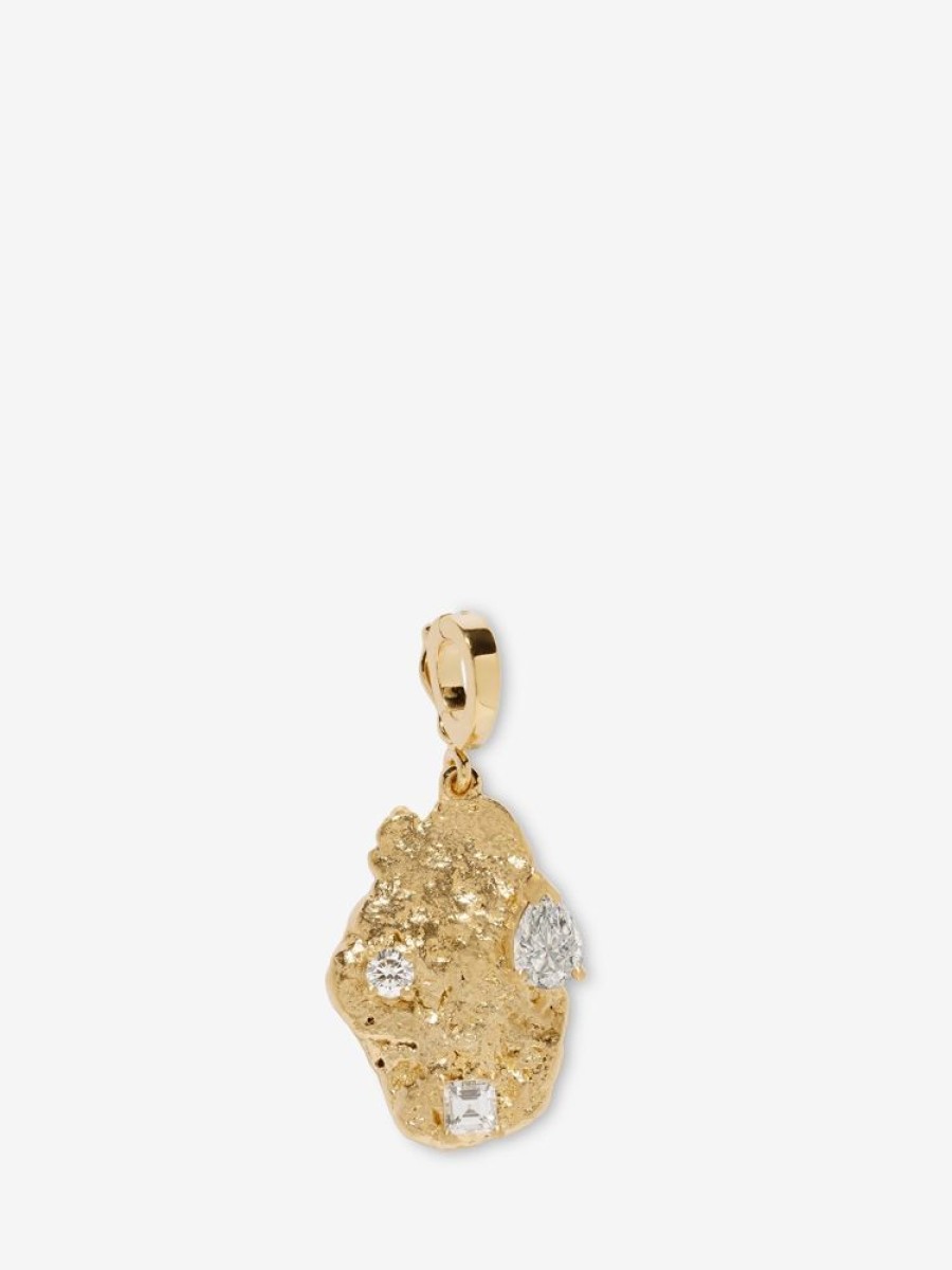 Jewelry Azlee | Diamond Scattered Large Gold Nugget Charm