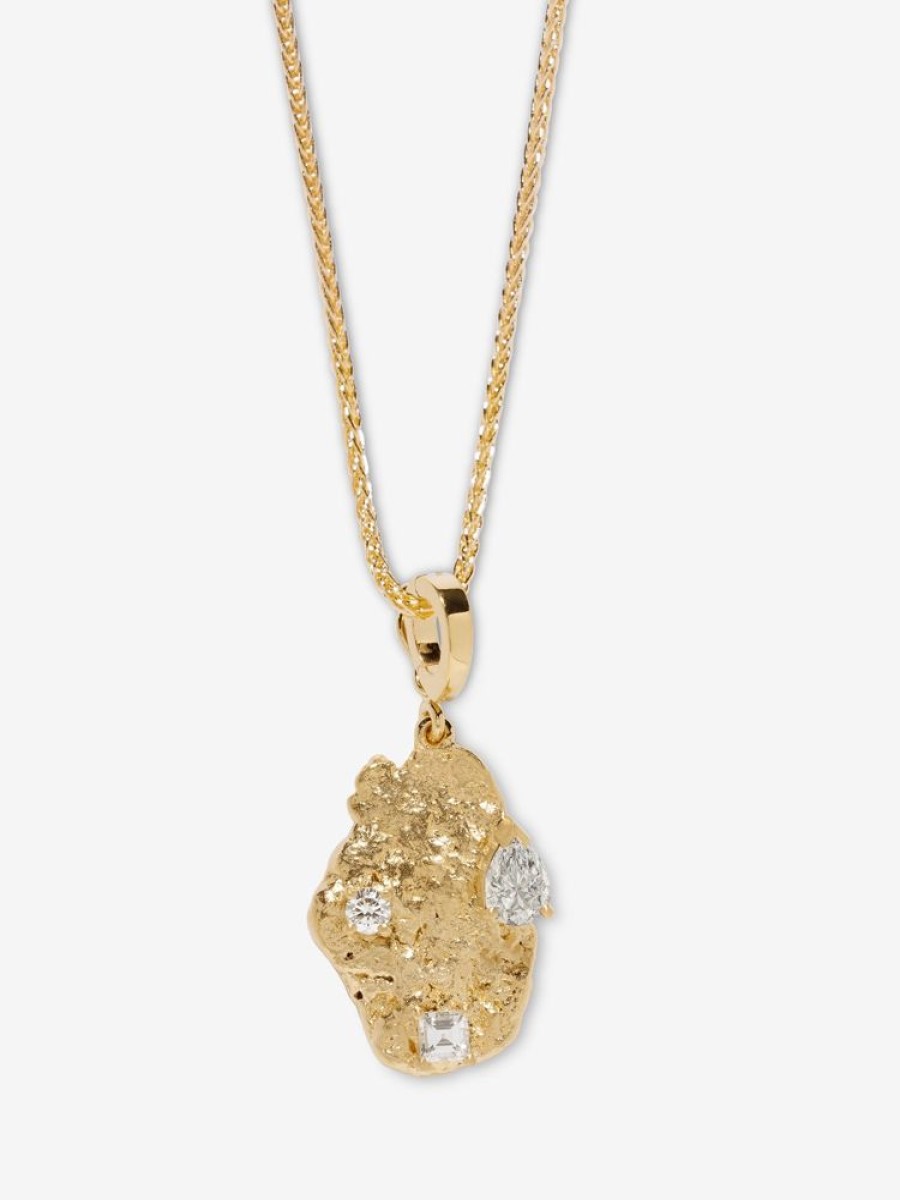 Jewelry Azlee | Diamond Scattered Large Gold Nugget Charm